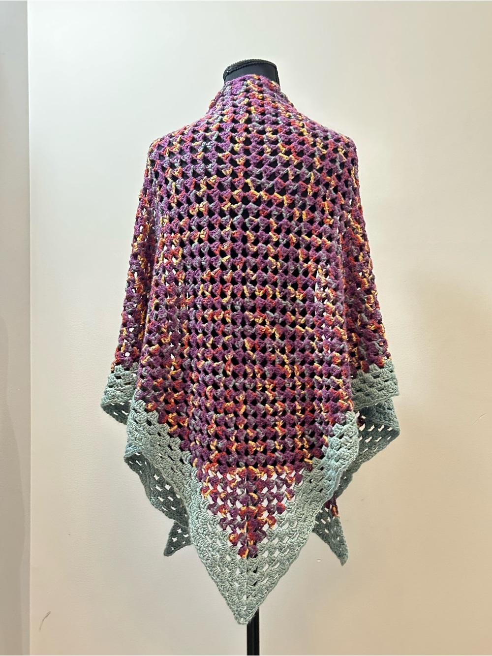 Handmade Crochet Triangle Shawl Wrap Purple Sage 72” Boho